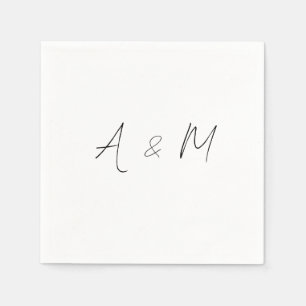 Servilleta De Papel Monograma de letra minúscula boho boda negro blanc