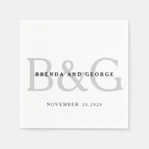 Servilleta De Papel Monograma de los gris plateados que casa las
