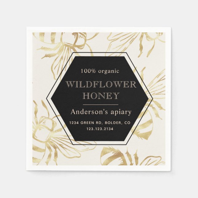 Servilleta De Papel monograma de miel de abeja colmena (Anverso)