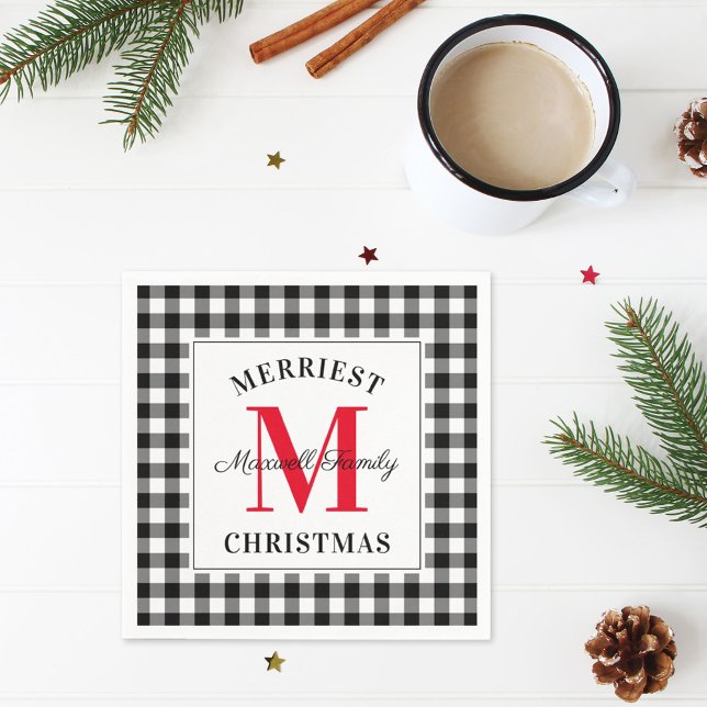 Servilleta De Papel Monograma de Navidades rojos de búfalo negro (Subido por el creador)