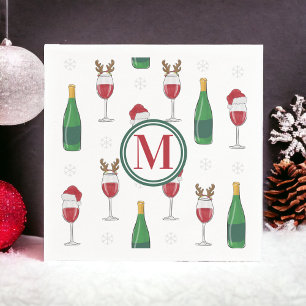 Servilleta De Papel Monograma de nieve de navidad Santa Reindeer