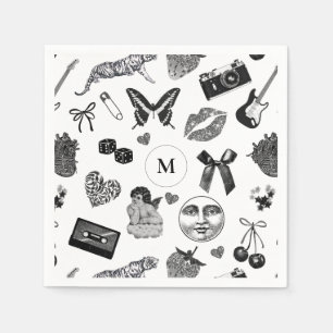 Servilleta De Papel Monograma de nombre estético de burro negro