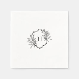 Servilleta De Papel Monograma de oliva negra y blanca