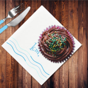 Servilleta De Papel Monograma de ondas azules