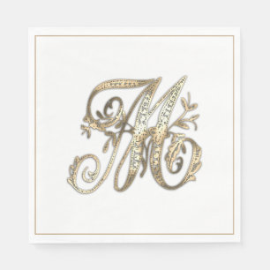 Servilleta De Papel Monograma de Oro Ornato Vintage M