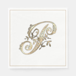 Servilleta De Papel Monograma de Oro Ornato Vintage P