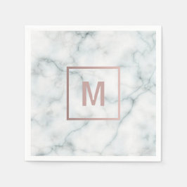 Servilleta De Papel Monograma de oro rosa sobre mármol
