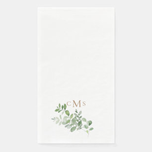 Servilleta De Papel Monograma de oro simple con follaje