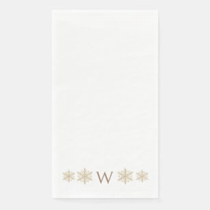 Servilleta De Papel Monograma de Oro Simple Copo de Nieve Acuarela en
