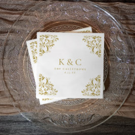 Servilleta De Papel Monograma de oro Vintage Elegante Boda de oro