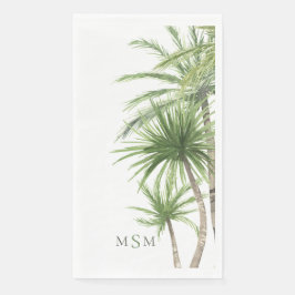 Servilleta De Papel Monograma de Palmas Tropicales Acuarela