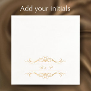 Servilleta De Papel Monograma de pareja elegante Boda de Swirl Gold