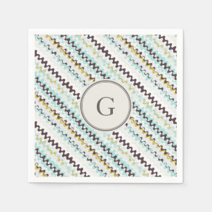 Servilleta De Papel Monograma de patrón abstracto turquesa de color cl