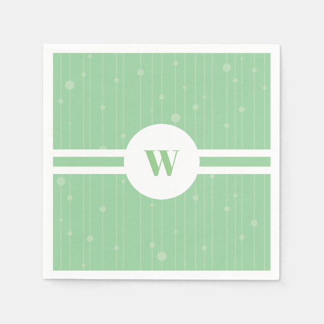 Servilleta De Papel Monograma de patrón verde de punto en el marco red (Anverso)