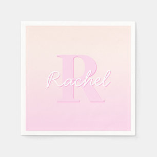 Servilleta De Papel Monograma de Personalizable corto   Ombre rosa y r