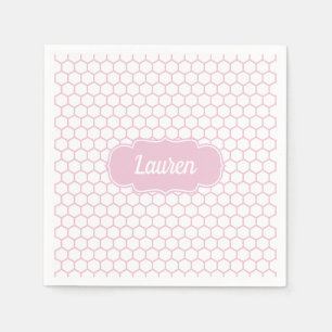 Servilleta De Papel Monograma de Personalizado de Honeycomb rosa claro