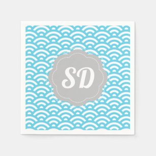 Servilleta De Papel Monograma de Personalizado de onda azul claro
