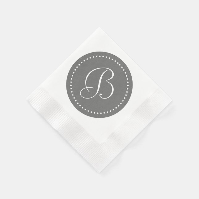 Servilleta De Papel Monograma de punto gris/blanco (Borde)