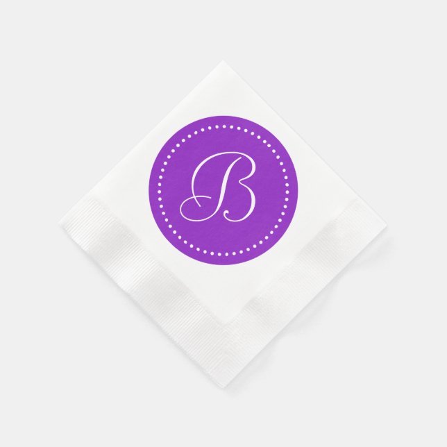 Servilleta De Papel Monograma de punto morado/blanco (Borde)