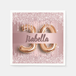 Servilleta De Papel Monograma de purpurina rosa rubor de 30 años