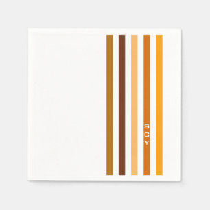 Servilleta De Papel Monograma de rayas verticales naranja marrón claro