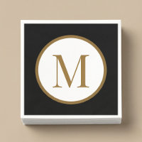 Monograma de sello central personalizado negro y d