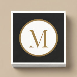 Servilleta De Papel Monograma de sello central personalizado negro y d