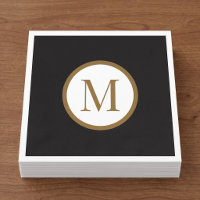 Monograma de sello central personalizado negro y d