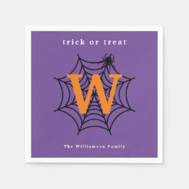 Servilleta De Papel Monograma de telaraña de Halloween para truco o tr