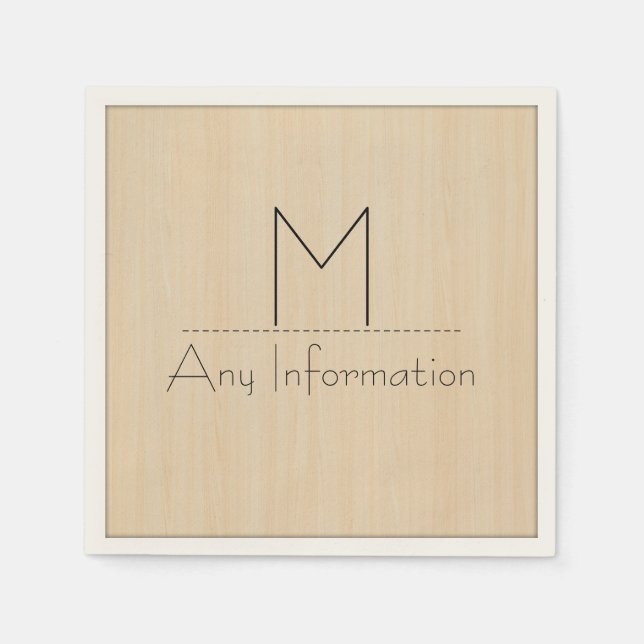 Servilleta De Papel Monograma de textura de grano de madera (Anverso)