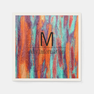 Servilleta De Papel Monograma de textura de grano de madera de color r