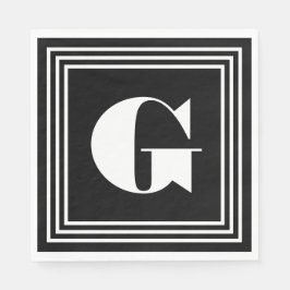 Servilleta De Papel Monograma de trama negrita 3 | Blanco y negro