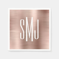 Monograma de tres letras en lámina de oro rosa