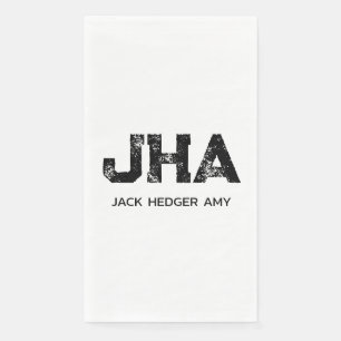 SERVILLETA DE PAPEL MONOGRAMA DE TRES LETRAS NEGRO MINIMALISTA NOMBRE
