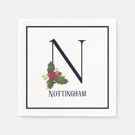 Servilleta De Papel Monograma de vacaciones de cosecha de vintage N se