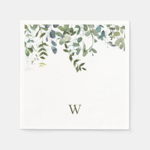 Servilleta De Papel Monograma de vegetación acuarela elegante