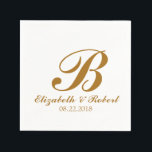 Servilleta De Papel Monograma del Boda blanco dorado<br><div class="desc">Toallas personalizadas de papel monograma para bodas y eventos relacionados. Personalice este elegante accesorio de boda con los nombres de la novia y del novio,  la fecha del boda,  la inicial o cualquier cosa que desee. Sencillo y elegante guión dorado sobre fondo blanco.</div>