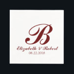 Servilleta De Papel Monograma del Boda blanco rojo de Borgoña<br><div class="desc">Toallas personalizadas de papel monograma para bodas y eventos relacionados. Personalice este elegante accesorio de boda con los nombres de la novia y del novio,  la fecha del boda,  la inicial o cualquier cosa que desee. Sencillo y elegante texto de guión sobre fondo blanco.</div>