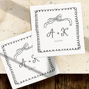 Servilleta De Papel Monograma del Boda de diversiones francés dibujado