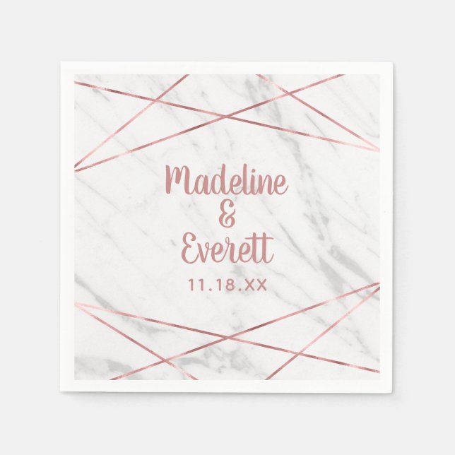 Servilleta De Papel Monograma del Boda del triángulo de oro del Rosa d (Anverso)