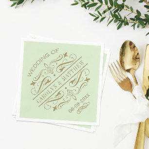 Servilleta De Papel Monograma del Boda floreciente de la Antigüedad Ve