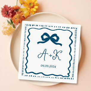 Servilleta De Papel Monograma del Boda gris francés dibujado a mano
