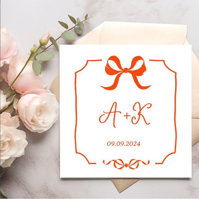 Servilleta De Papel Monograma del Boda Naranja francés de mano dibujad (Subido por el creador)