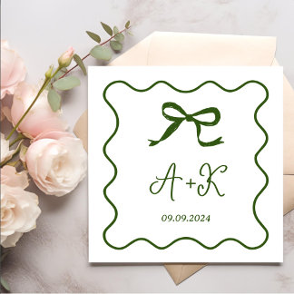 Servilleta De Papel Monograma del Boda verde francés dibujado a mano