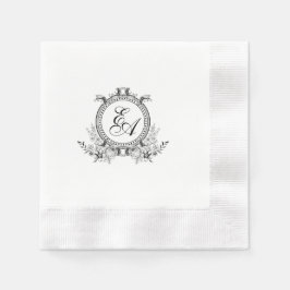 Servilleta De Papel Monograma del Escudo blanco negro de leafía