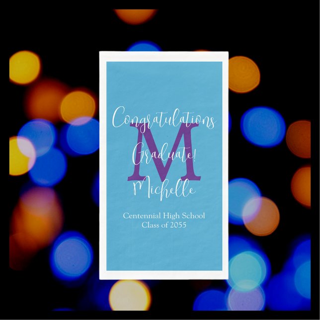 Servilleta De Papel Monograma del nombre del partido de graduación azu (Subido por el creador)