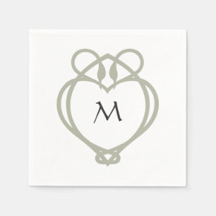 Servilleta De Papel Monograma del nudo de amor del cisne celta irlandé