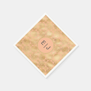Servilleta De Papel Monograma del Patrón de Peach & Gold Dahlias