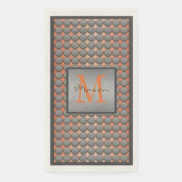 Servilleta De Papel Monograma del patrón de puntos de polka naranja y 