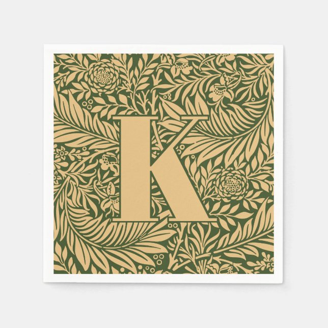 Servilleta De Papel Monograma del patrón de William Morris Larkspur (Anverso)